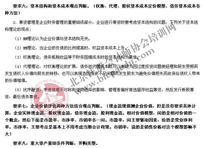 2019年注冊會計師綜合階段考試試題考點回憶